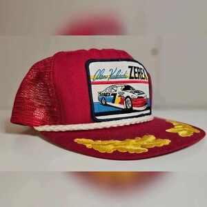 Vintage Nascar Alan Kulwicki Red Snap Back Gold Wings White Rope